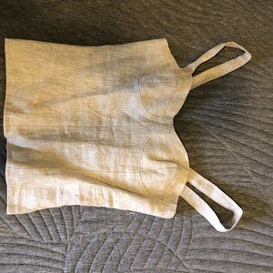 Libra Top Oatmeal Nude Reformation linen zipper back with smocking EUC size 4